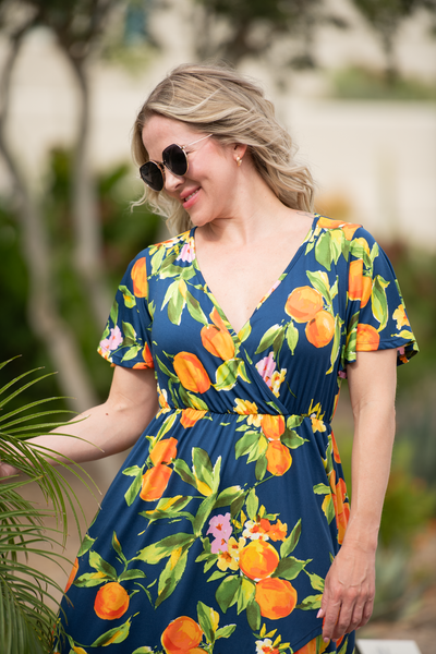 IN STOCK Harley High-Low Dress - Navy Citrus FINAL SALE