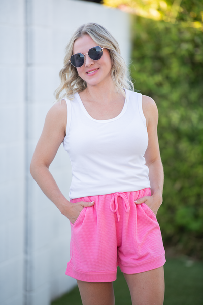 IN STOCK Weslie Waffle Shorts - Pink