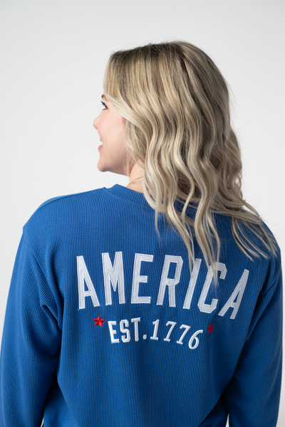 IN STOCK America Pullover - Blue FINAL SALE