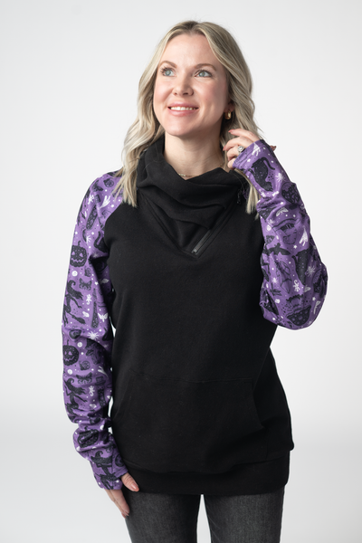 IN STOCK Zoey ZipCowl Sweatshirt - I Put A Spell On You and Black