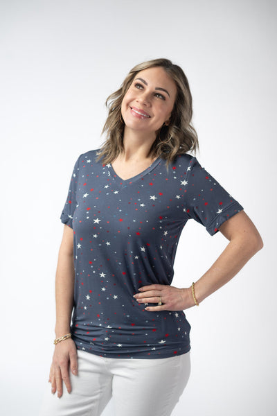 IN STOCK Sophie Top - Blue Liberty Stars FINAL SALE