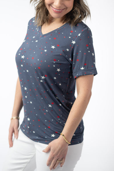 IN STOCK Sophie Top - Blue Liberty Stars FINAL SALE