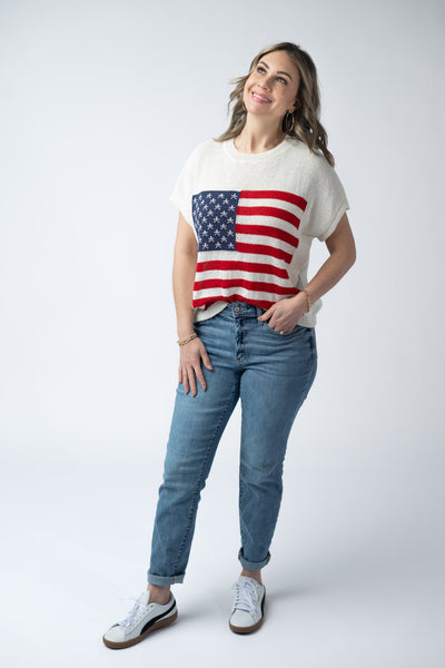 IN STOCK American Flag Open Knit Top FINAL SALE