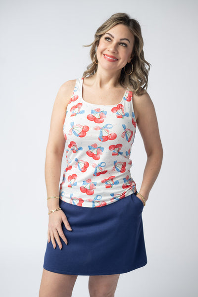 IN STOCK Romy Tank - Patriotic Cherries FINAL SALE