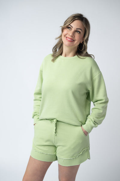 IN STOCK French Terry Stevie Shorts - Spring Leaf FINAL SALE