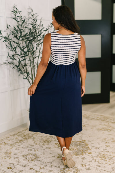 Dockside Darling Midi Dress in Navy