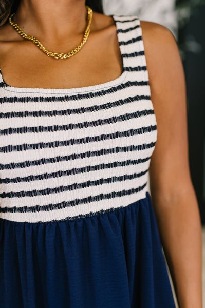 Dockside Darling Midi Dress in Navy