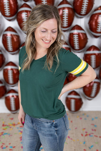 IN STOCK GameDay Tessa Short Sleeve Top - Green Bay FINAL SALE