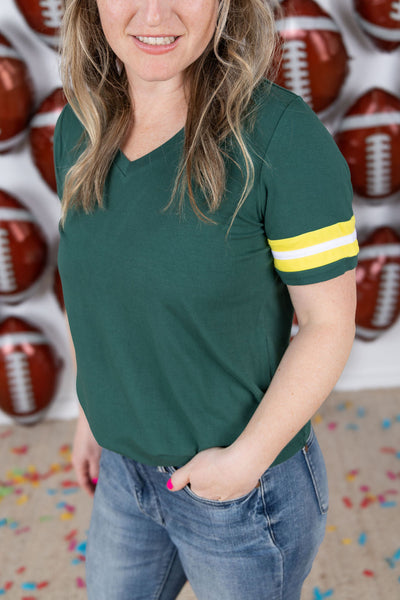 IN STOCK GameDay Tessa Short Sleeve Top - Green Bay FINAL SALE
