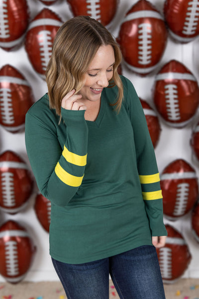 IN STOCK GameDay Larissa Long Sleeve Top - Green Bay FINAL SALE