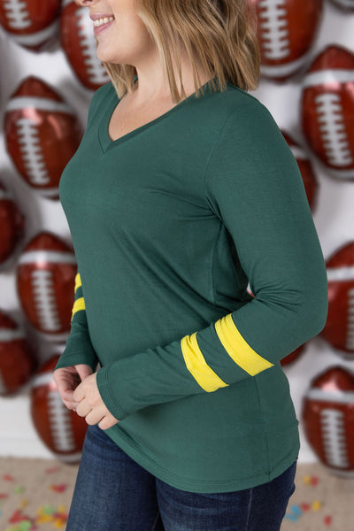 IN STOCK GameDay Larissa Long Sleeve Top - Green Bay FINAL SALE