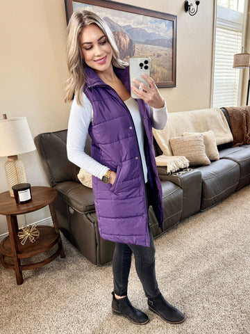 IN STOCK Harlow Long Vest - Purple FINAL SALE