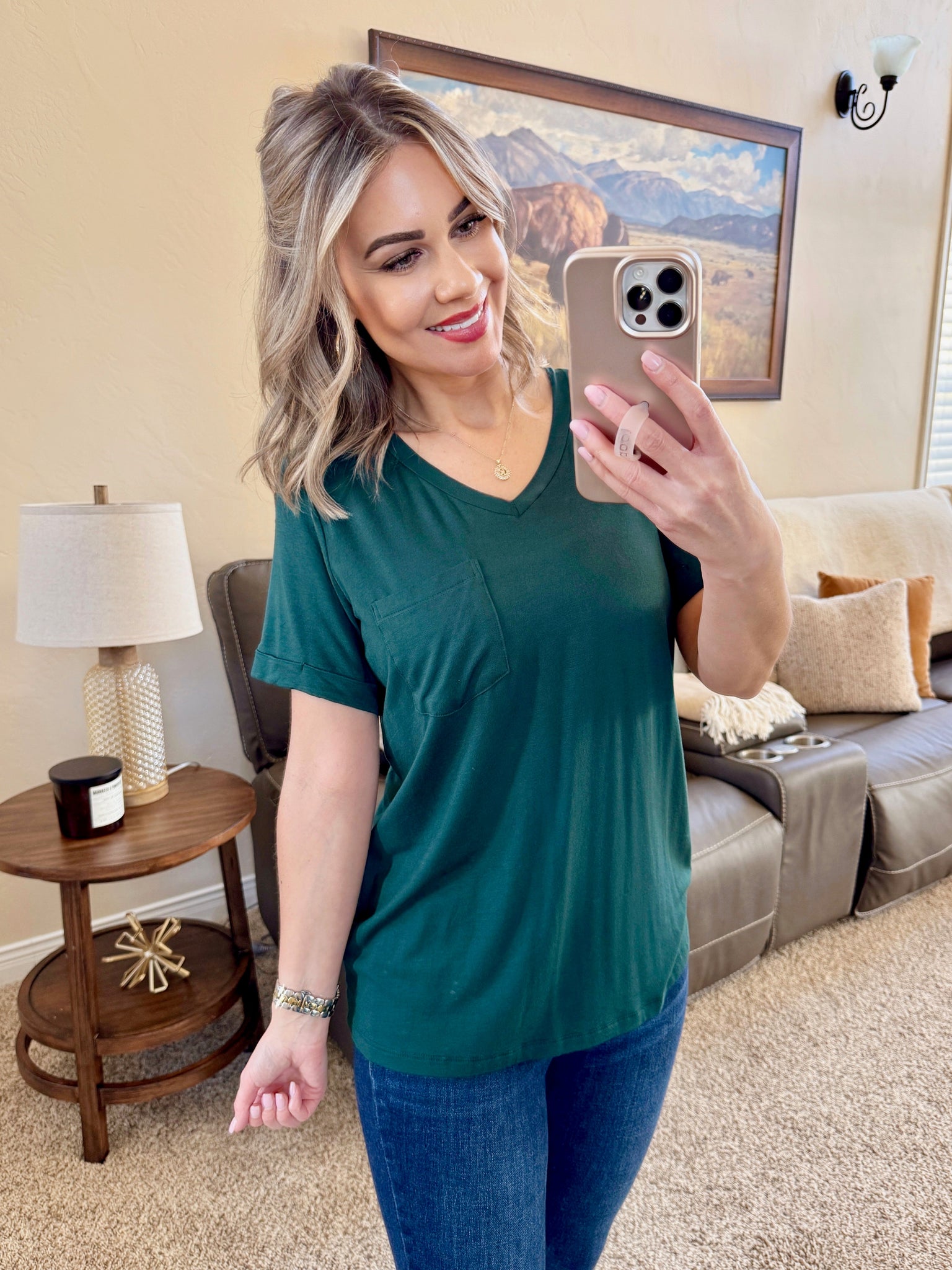 IN STOCK Sophie Pocket Tee - Hunter Green