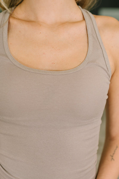 Keeping it Cool Scoop Neck Tank in Ash Mocha