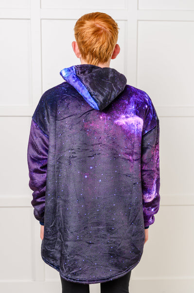 Kids Oversized Hoodie Blanket in Starry Sky