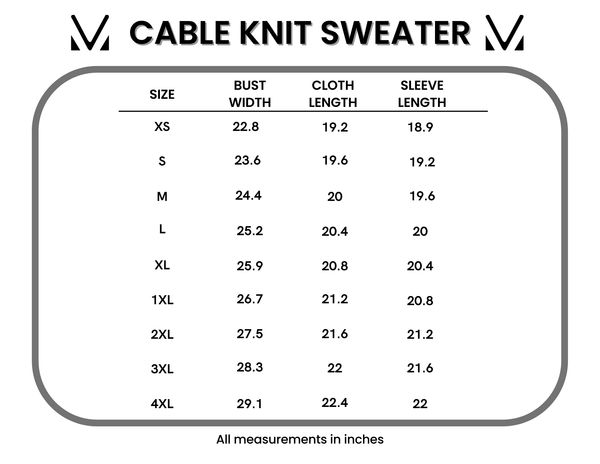 IN STOCK Cable Knit Sweater - Ivory