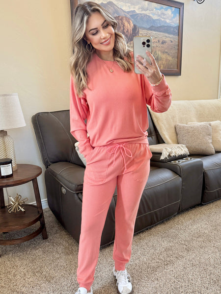 IN STOCK Corrine Ribbed Pullover Top - Coral FINAL SALE