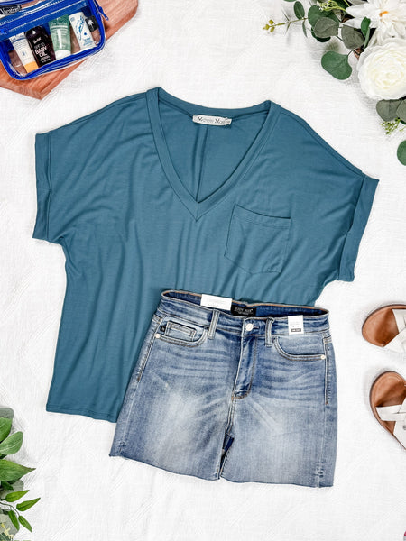 IN STOCK Sierra Pocket Top - Light Teal FINAL SALE