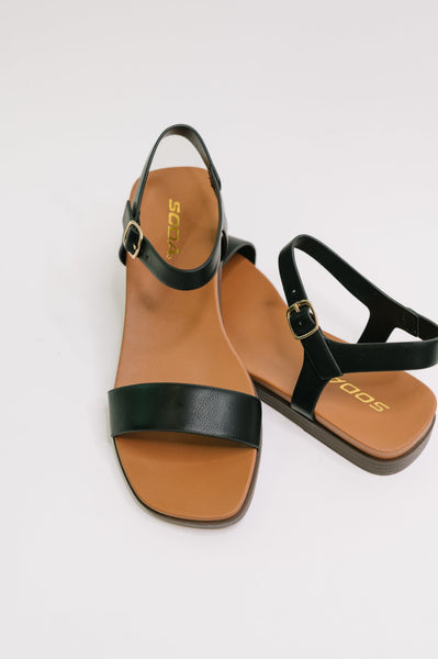 Riddle Ankle Strap Sandal in Black