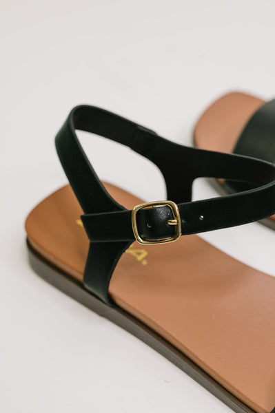Riddle Ankle Strap Sandal in Black