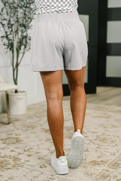 Rile Me Up High Waisted Shorts in Light Grey