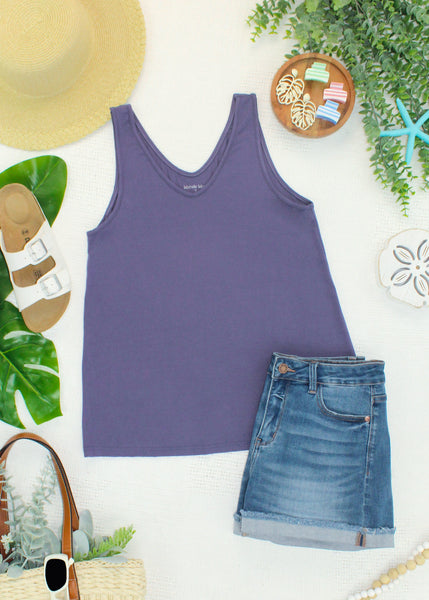 IN STOCK Vera V Neck Tank - Slate Purple