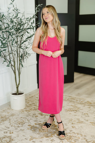 Wear It Well Spaghetti Strap Dress in Raspberry