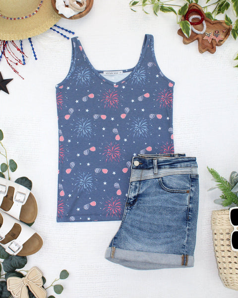 IN STOCK Kennedy Tank - Aviators and Fireworks FINAL SALE