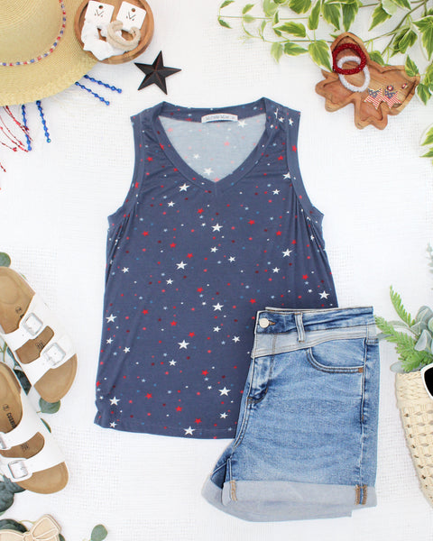 IN STOCK Noelle Tank - Navy Liberty Stars FINAL SALE