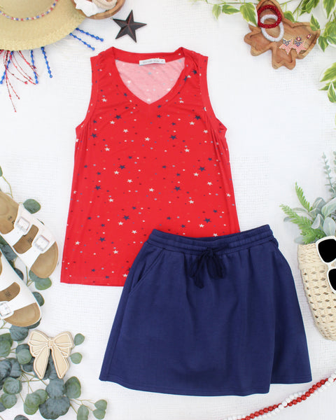 IN STOCK Noelle Tank - Red Liberty Stars FINAL SALE