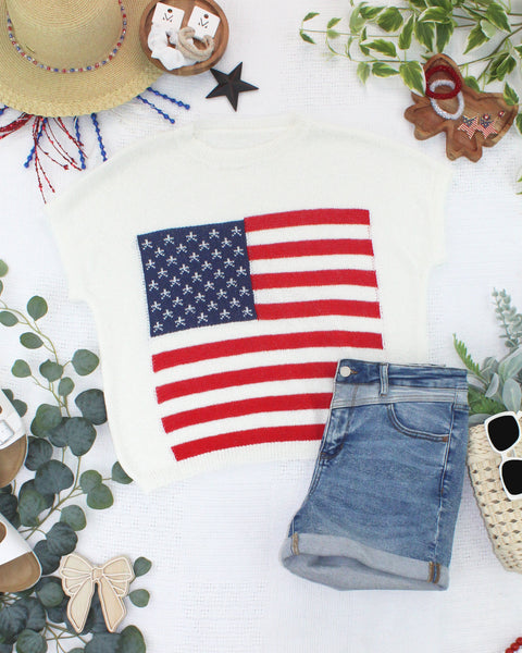IN STOCK American Flag Open Knit Top FINAL SALE