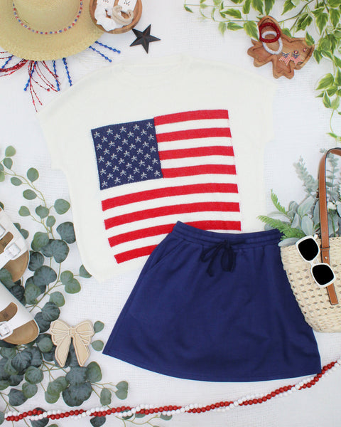 IN STOCK American Flag Open Knit Top FINAL SALE