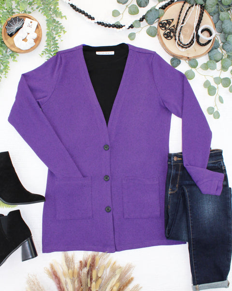 IN STOCK Cori Cardigan - Heathered Purple